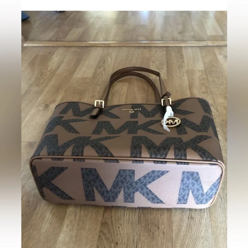 Michael Kors Brown and Gray Logo Tote - Picture 4 of 5